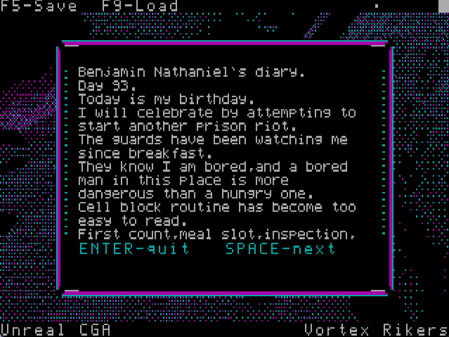 Unreal CGA text screen screenshot